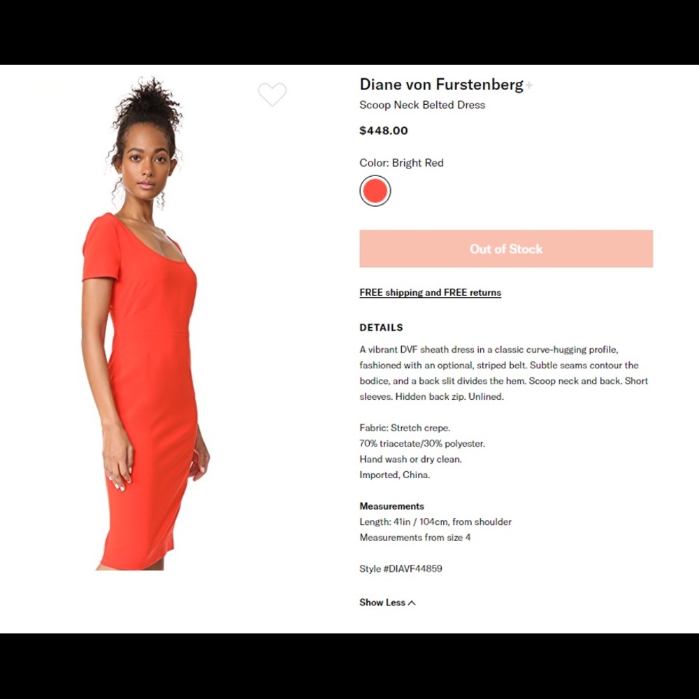 Diane Von Furstenburg scoop neck pencil dress.